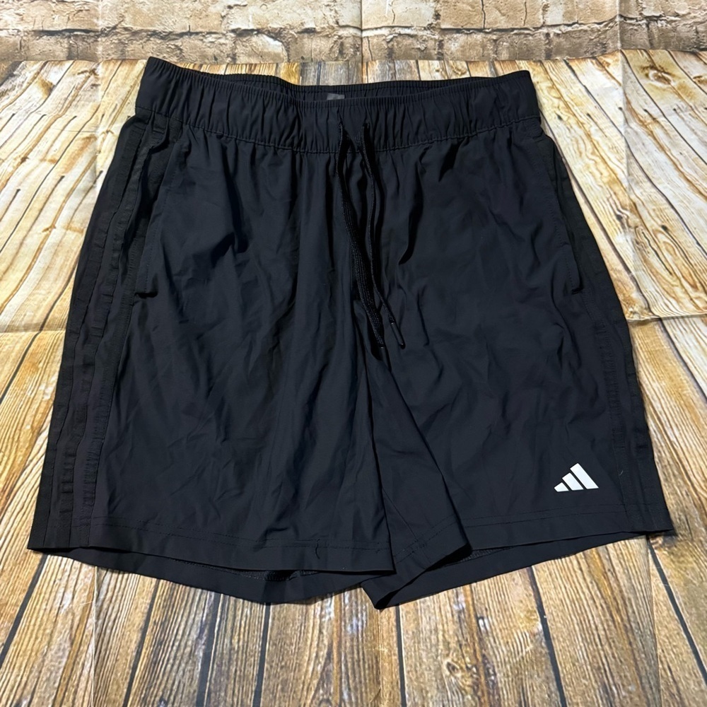 Adidas Black Drawstring Stretch Waist Athletic Gym Shorts